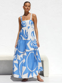 Vestido Longo Com Estampa de Sol - SunPrint