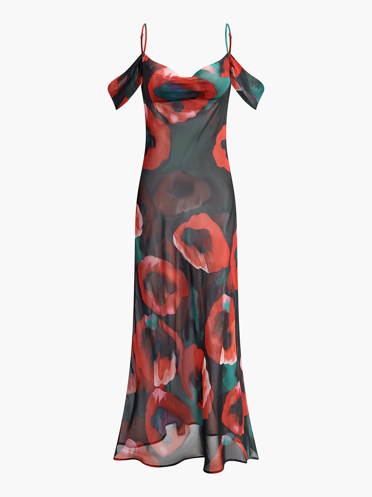 Vestido Longo com Estampa Floral Transparente - Floral Print