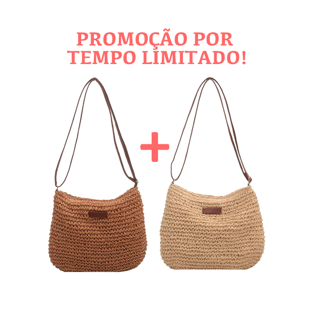 (Compre 01 Leve 02) Bolsa de Palha Trançada Artesanal -  Tropical