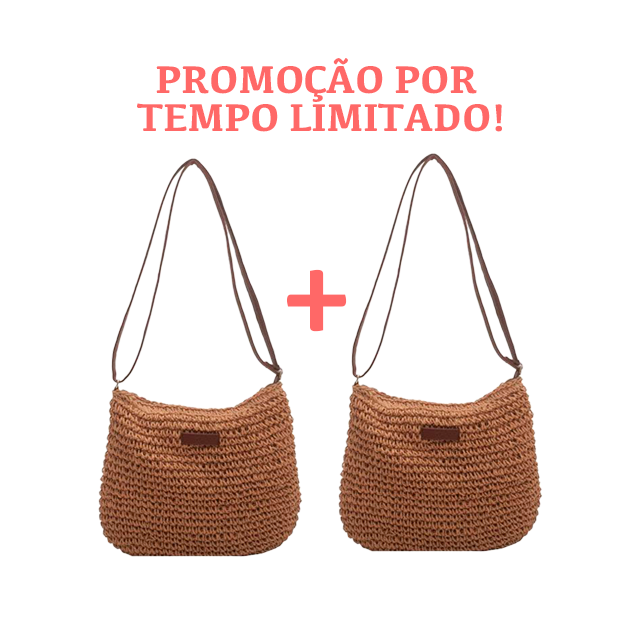 (Compre 01 Leve 02) Bolsa de Palha Trançada Artesanal -  Tropical